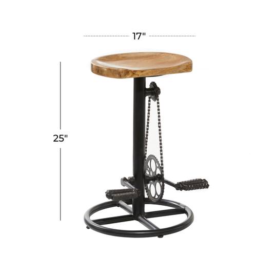 Brown Mango Wood Industrial Counter Stool 25" x 17" x 17"